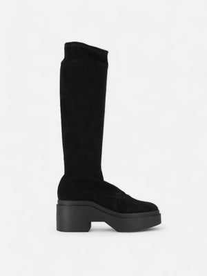 HIGH BOOTS - NOVA boots, suede lambskin black - NOVABLKESRM340 - Clergerie Paris - USA