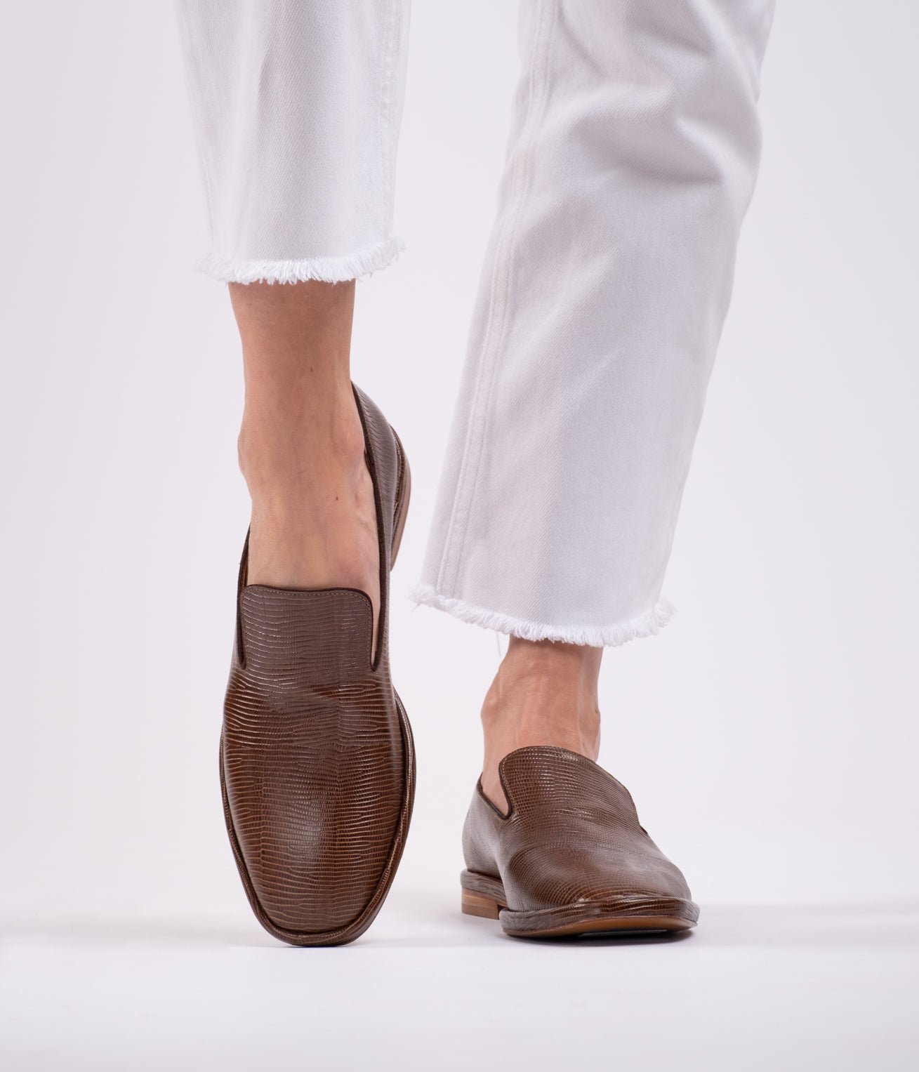 LOAFERS - OLYMPIA loafers, brown lizard printed || OUTLET - OLYMPIAT7COFMTEM350 - Clergerie Paris - USA