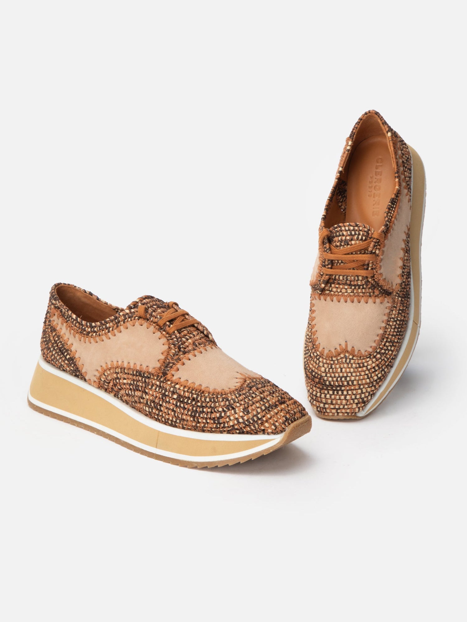 SNEAKERS - ONEIL4, nude suede raffia - Clergerie Paris - USA