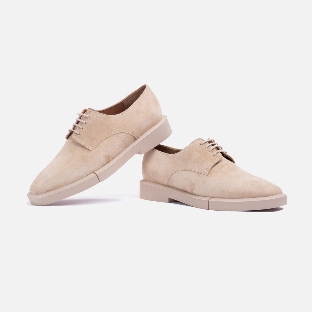 DERBIES - OPALE derbies, beige suede calfskin || OUTLET - OPALEC7SANCRUM350 - Clergerie Paris - USA