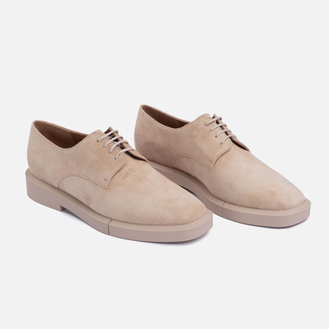 DERBIES - OPALE derbies, beige suede calfskin || OUTLET - OPALEC7SANCRUM350 - Clergerie Paris - USA