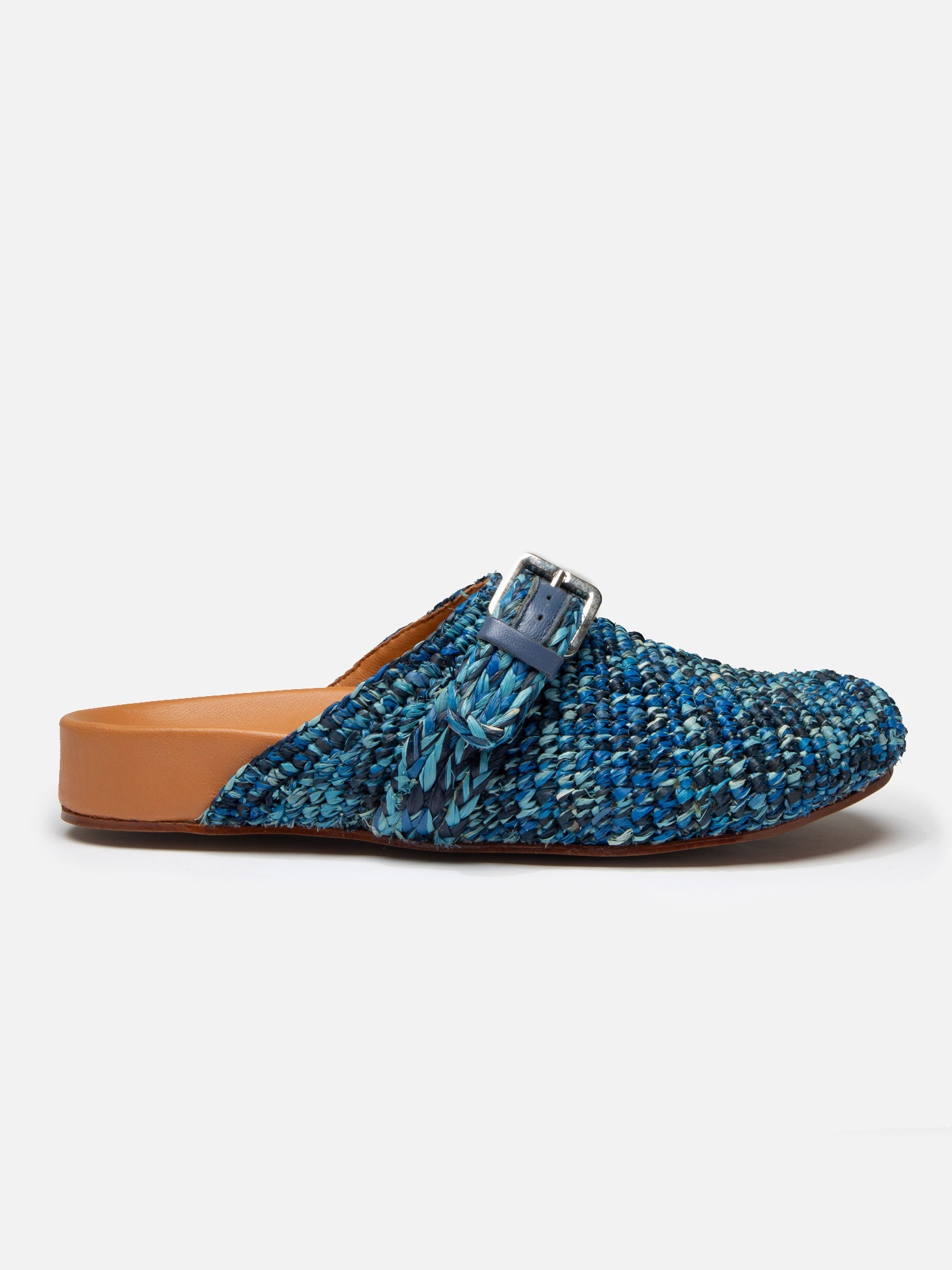 MULES - QUINTA4, azure raffia - Clergerie Paris - USA