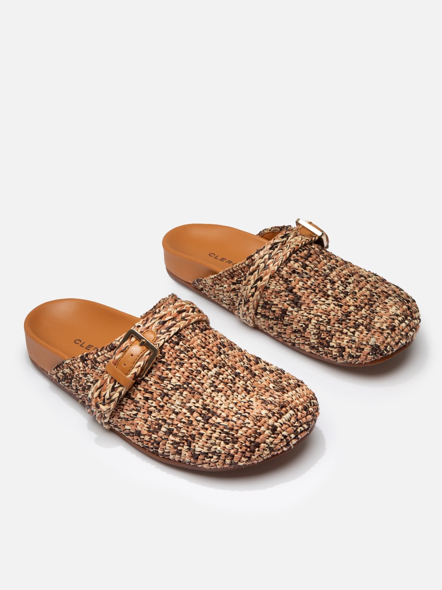 MULES - QUINTA4, brown raffia - Clergerie Paris - USA