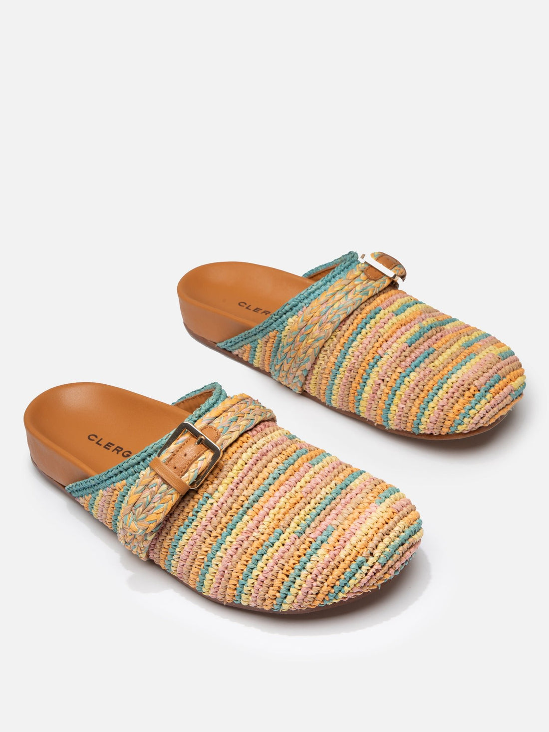 MULES - QUINTA4, pastel raffia - Clergerie Paris - USA