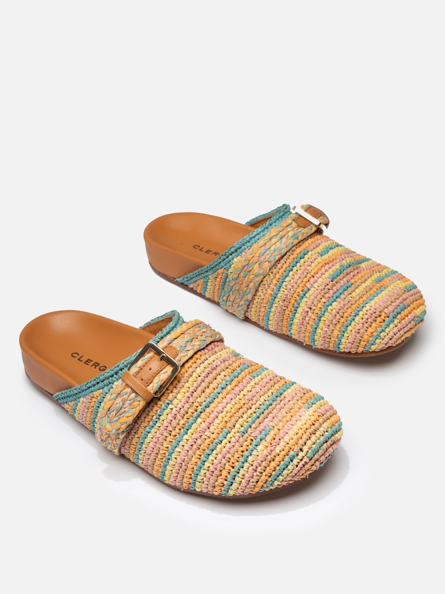MULES - QUINTA4, pastel raffia - Clergerie Paris - USA