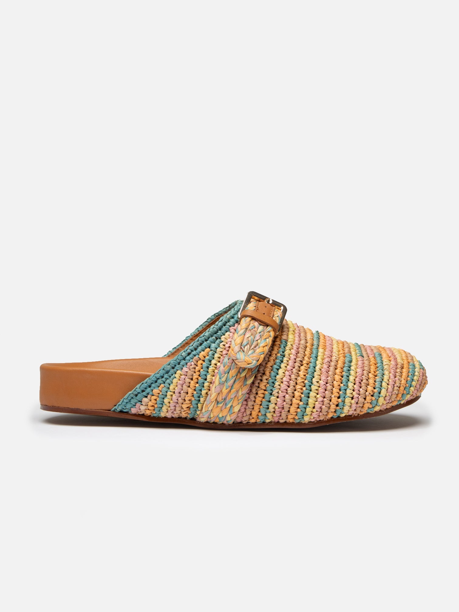 MULES - QUINTA4, pastel raffia - Clergerie Paris - USA