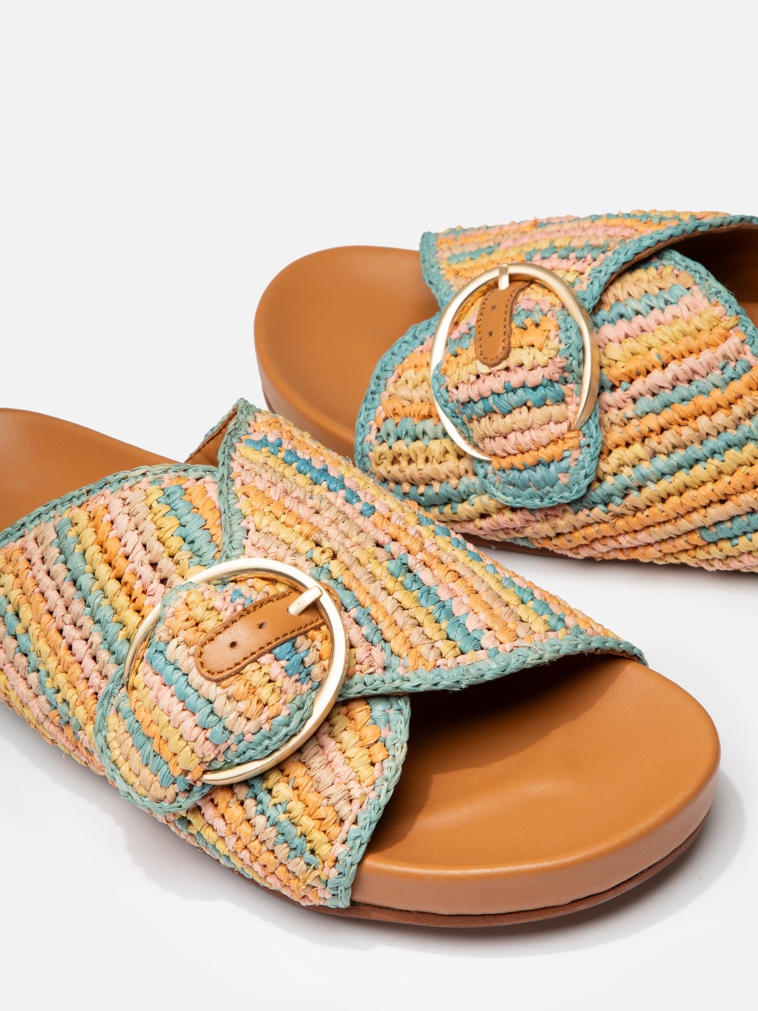 SANDALS - QUIRK, pastel raffia - Clergerie Paris - USA