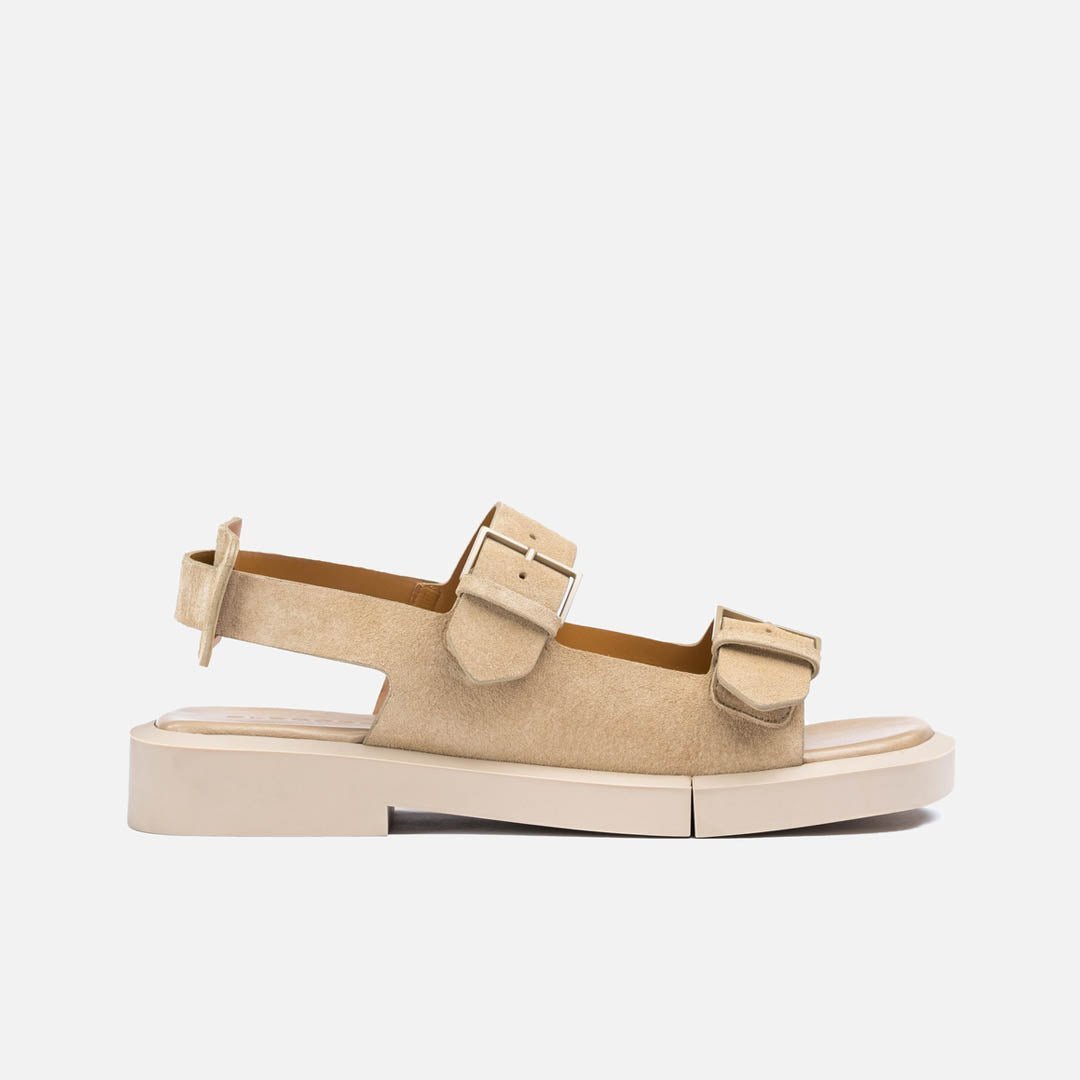 SANDALS - REDA sandals, beige suede calfskin || OUTLET - REDASANCRUM350 - Clergerie Paris - USA