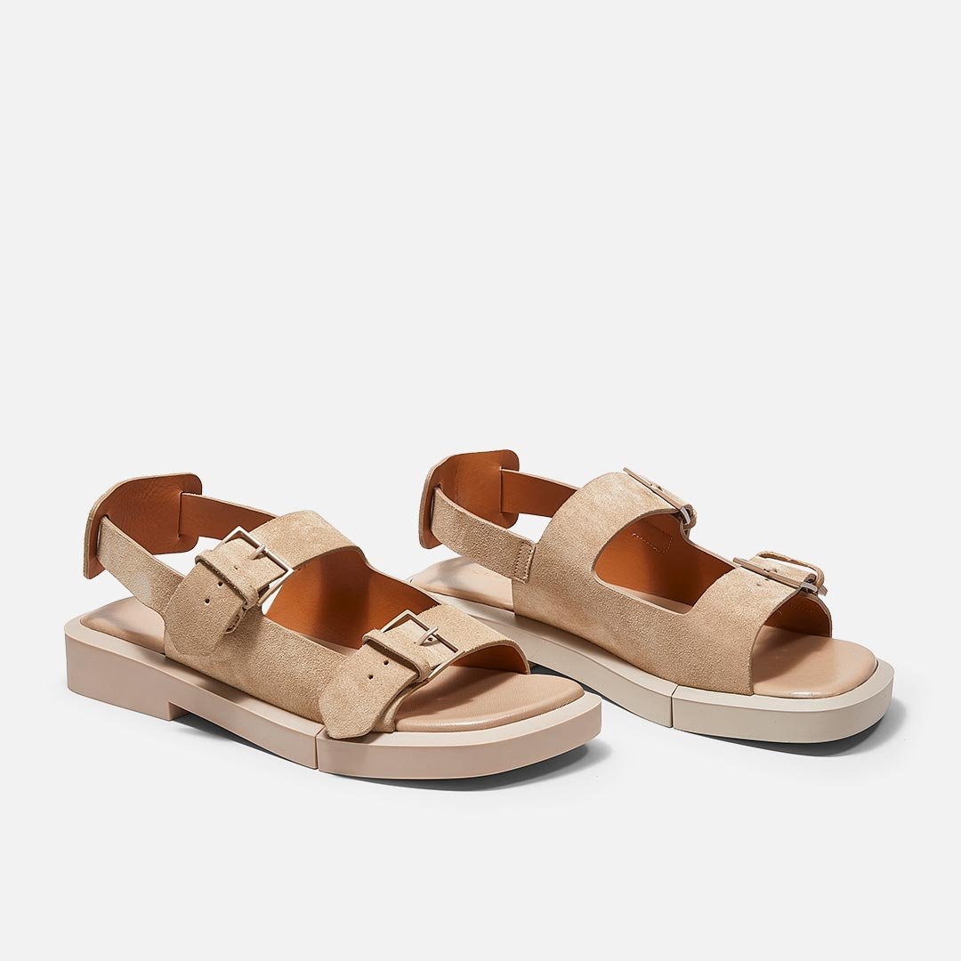 SANDALS - REDA sandals, beige suede calfskin || OUTLET - REDASANCRUM350 - Clergerie Paris - USA