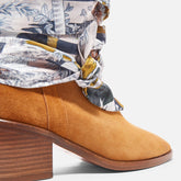 ANKLE BOOTS - TAFI ankle boots, brown & printed scarf || OUTLET - TAFI7WOOCRUM350 - Clergerie Paris - USA