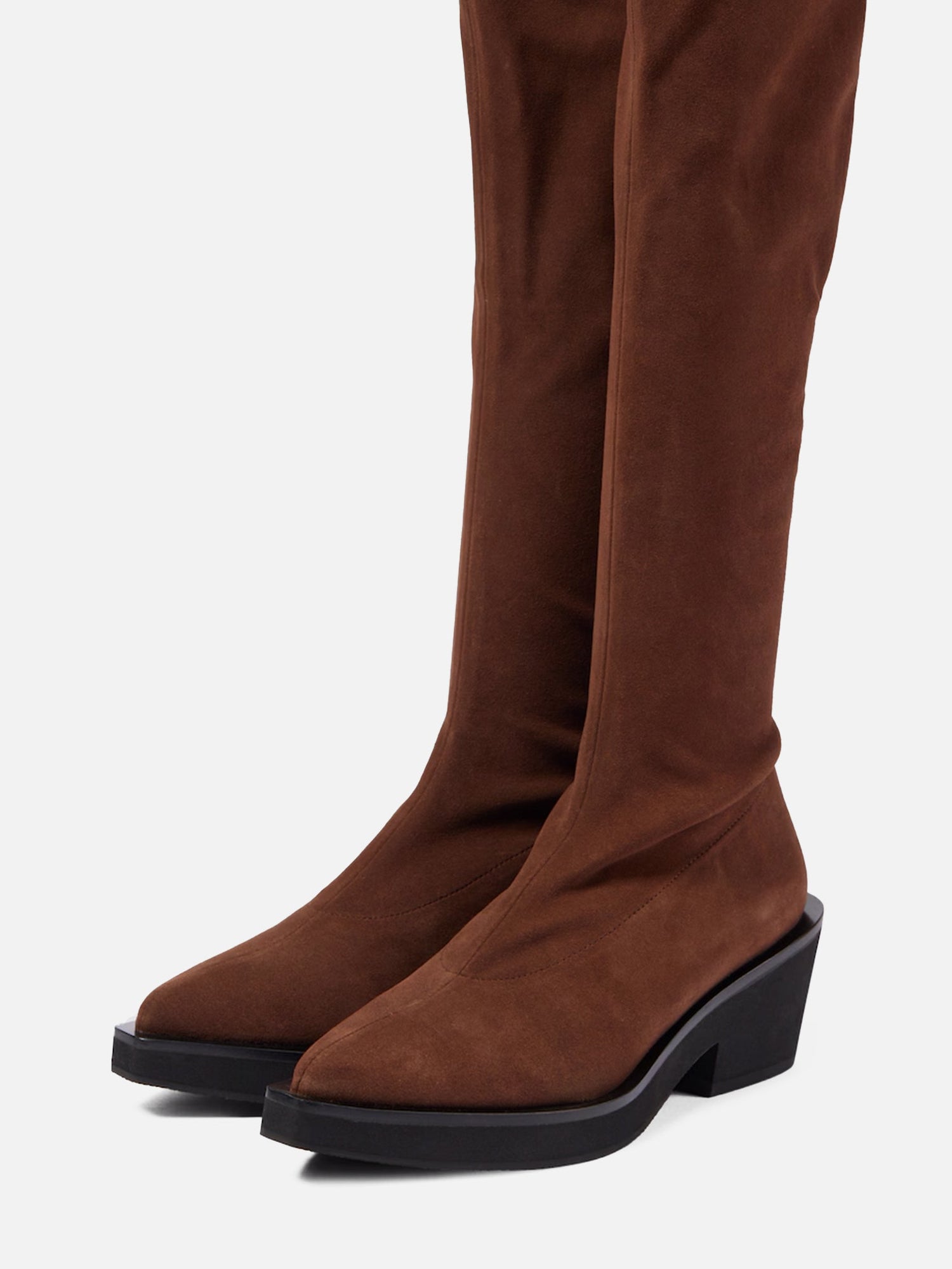 HIGH BOOTS - TENNY, suede stretch brown - Clergerie Paris - USA