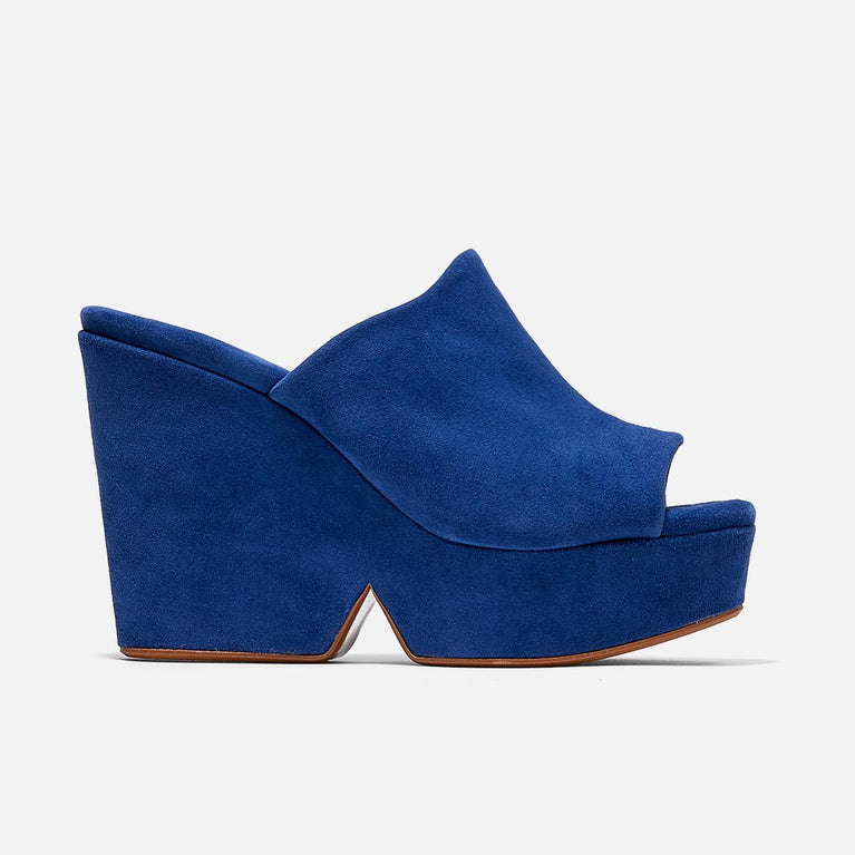 Dolcy Mules, Pacific Blue Suede Goatskin