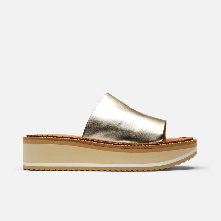 MULES - Fastie Mules, Beige Straw Metal Lambskin - 3606063585965 - Clergerie Paris - USA