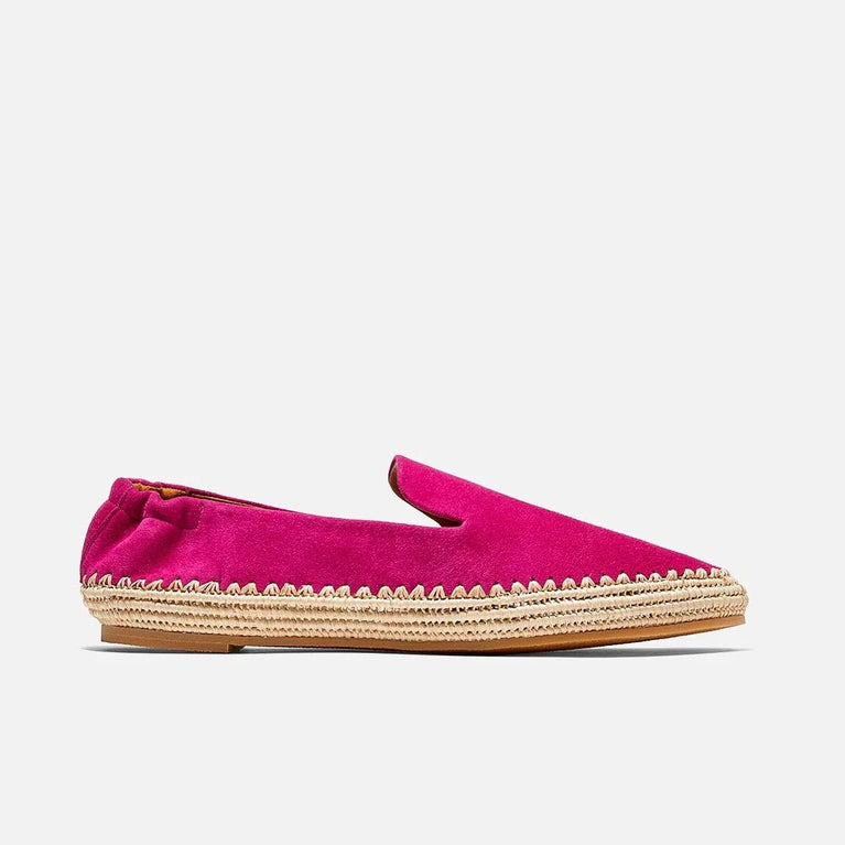 LOAFERS - Irmis Loafers, Hibiscus Pink Goatskin and Natural Straw - 3606063528962 - Clergerie Paris - USA